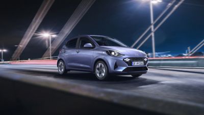  The Hyundai i10 parked on a city street making a big statement.