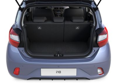 The Hyundai i10 showing its roominess in the boot.