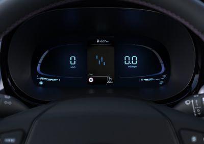 The new 4.2" LCD cluster inside of the Hyundai i10.