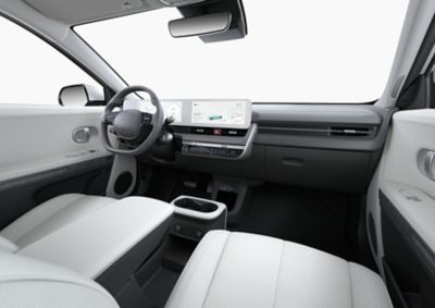 The interior cockpit design of the Hyundai IONIQ 5 electric midsize CUV.