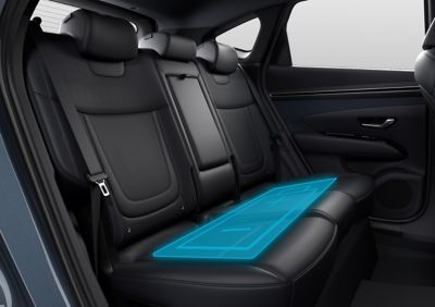 Side view of all the seats inside of the all-new Hyundai Tucson Hybrid compact SUV.
