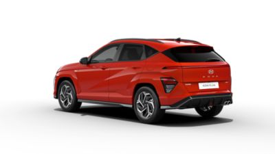 Obklady podběhů kol v barvě karoserie modelu Hyundai KONA N-Line v červené barvě. 