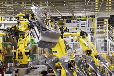 Hyundai construction robots which will be using 100% renewable energy worldwide by 2045.