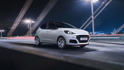 The Hyundai i10 N Line driving along the road