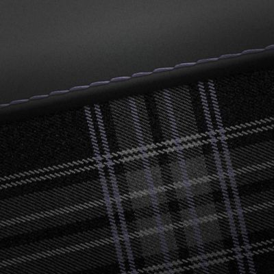 Tartan fabric seats inside the Hyundai i10. 