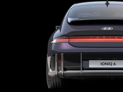 Wrap-around rear combination lights on the rear of the Hyundai IONIQ 6.