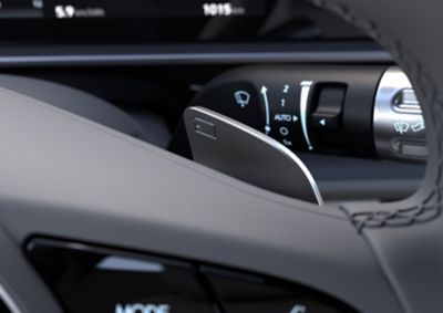 Paddle shifters mounted on the steering wheel in Hyundai IONIQ 5.