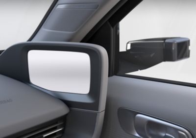 Digitale sidespeil inne i elbilen Hyundai IONIQ 6. Foto.