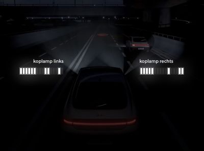 LED technology showing reduced illumination on the lanes of the Hyundai IONIQ 6.