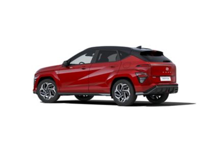 L'habillage des passages de roue du Hyundai KONA Hybrid N Line en rouge, couleur de la carrosserie.