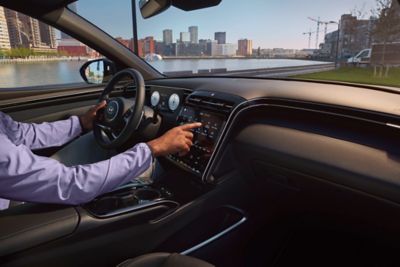 A photo of the sleek interior of the all-new Hyundai Tucson compact SUV. 