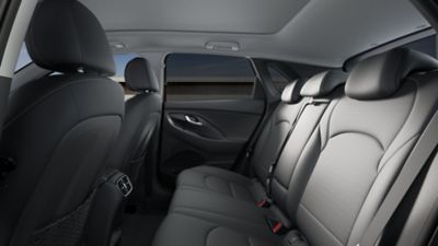 The rear seats of the new Hyundai i30 Wagon seen from the rear left door.