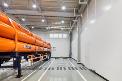 Inside a hydrogen storage facility.