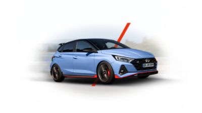 An image of the i20 N styled like a sports car.