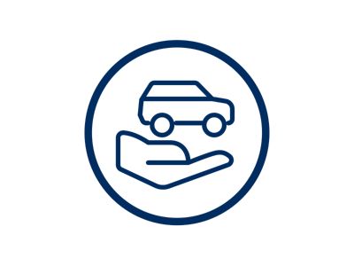 Icona mano con sopra auto