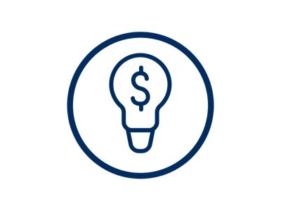 Icona lampadina simbolo dollari