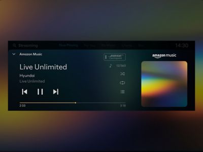 Die Amazon Music Bedienoberfläche auf dem Touchscreen eines Hyundai KONA Elektro.