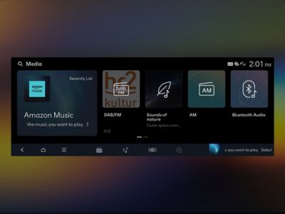 Aplicación Amazon Music vista desde el sistema de información y entretenimiento del Hyundai KONA.