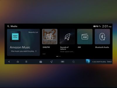 Amazon Music displayed on the infotainment screen of the Hyundai KONA.