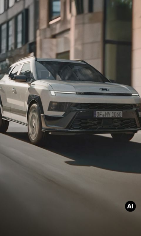Hyundai BAYON N Line driving on the city street.
