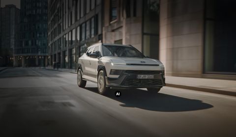 Hyundai BAYON N Line driving on the city street.