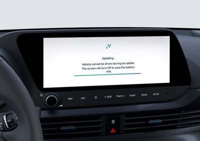 Map enhancement and update screen at the panel of the Hyundai BAYON. 
