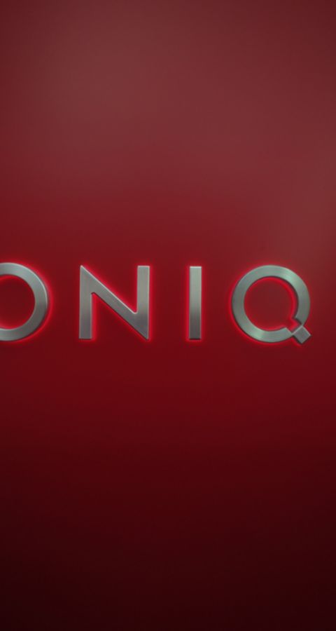 Name reveal of the Hyundai IONIQ 3 on a red background.