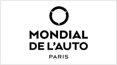 Mondial de l’Auto Paris logo with circular emblem above event name.