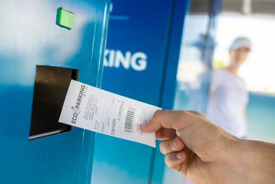 Ticket de ECO PARKING tras introducir una botella