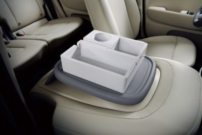 Hyundai INSTER with comfort accessory Seatback tray with organizer.