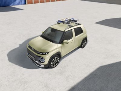 Hyundai INSTER with mounted Ski carrier transport accessory.