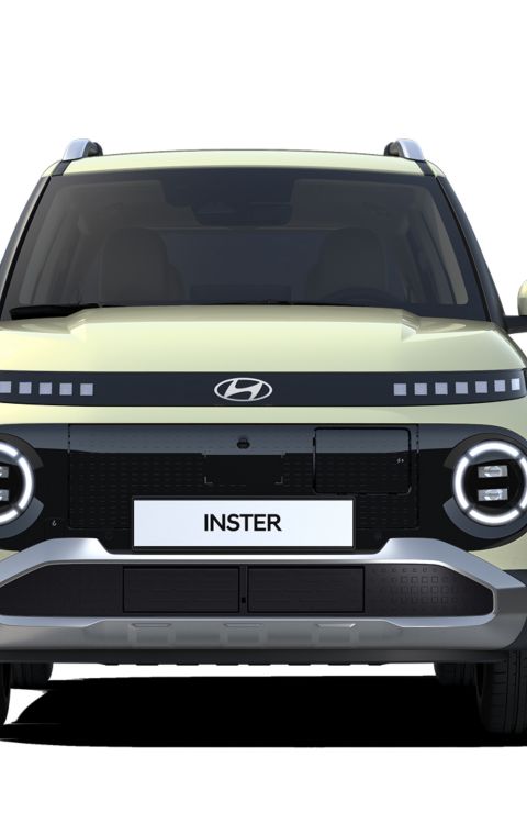 The front view of the new Hyundai INSTER small electric car.
