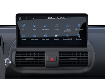 Hyundai INSTER Lounge's standard 10.25" infotainment touchscreen.