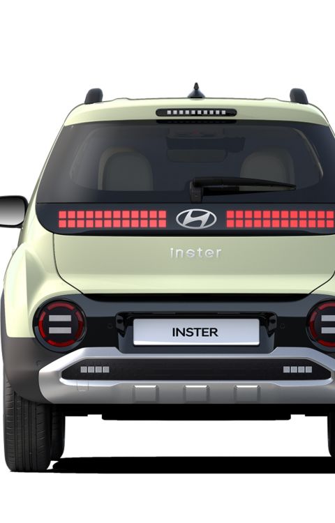 The rear view of the new Hyundai INSTER small electric car.