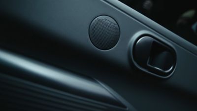 Hyundai IONIQ 3 door panel with integrated Bose speaker and interior handle detail