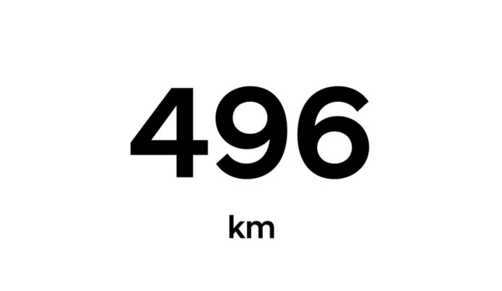 Animation showing 496 km range