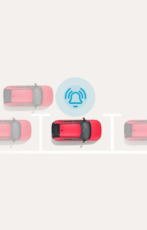 Illustration of the Safe Exit Warning (SEW) feature of the Hyundai IONIQ 3 EV.