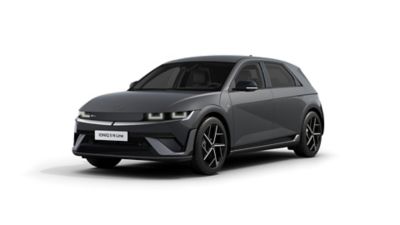 View of the Hyundai IONIQ 5 N Line front bumper, with N Line logo.