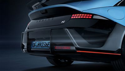 Hyundai IONIQ 6N rear detail featuring sporty diffuser and integrated tail light design.