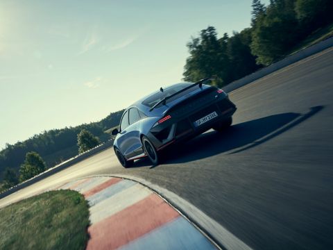 IONIQ 6 N navigating a curve, demonstrating agility with an emphasis on performance.