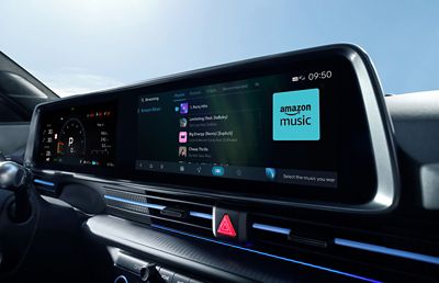Hyundai IONIQ 6N interior showing digital dashboard with infotainment and streaming apps.