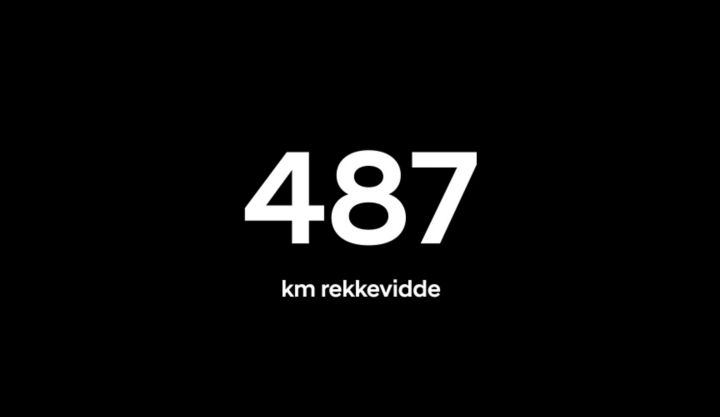 Animasjon som viser rekkevidde på 487 km. Video.