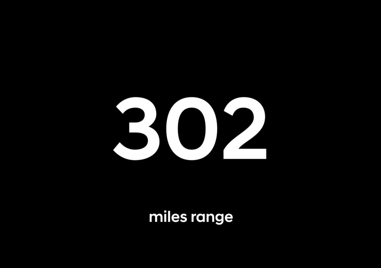 Animation showing 302 miles range