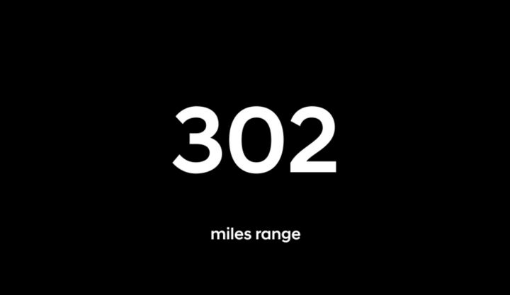 Animation showing 302 miles range