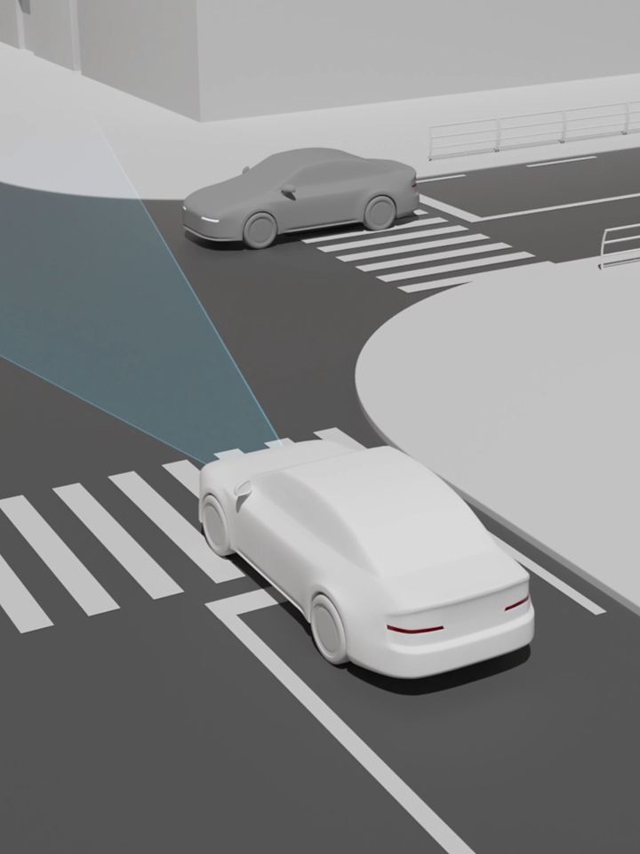 Forward Collision-Avoidance Assist: Hyundai IONIQ 6 N warns of a potential collision at an intersection and initiates avoidance support.