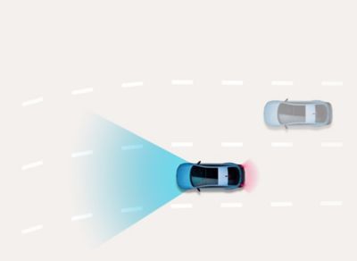 Navigation-based Smart Cruise Control: Hyundai IONIQ 6 N adjusts speed using forward sensors while driving on a multi-lane road.