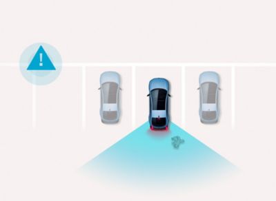 Reverse Parking Collision-Avoidance Assist: Hyundai IONIQ 6 N detects a pedestrian behind while reversing from a parking space.