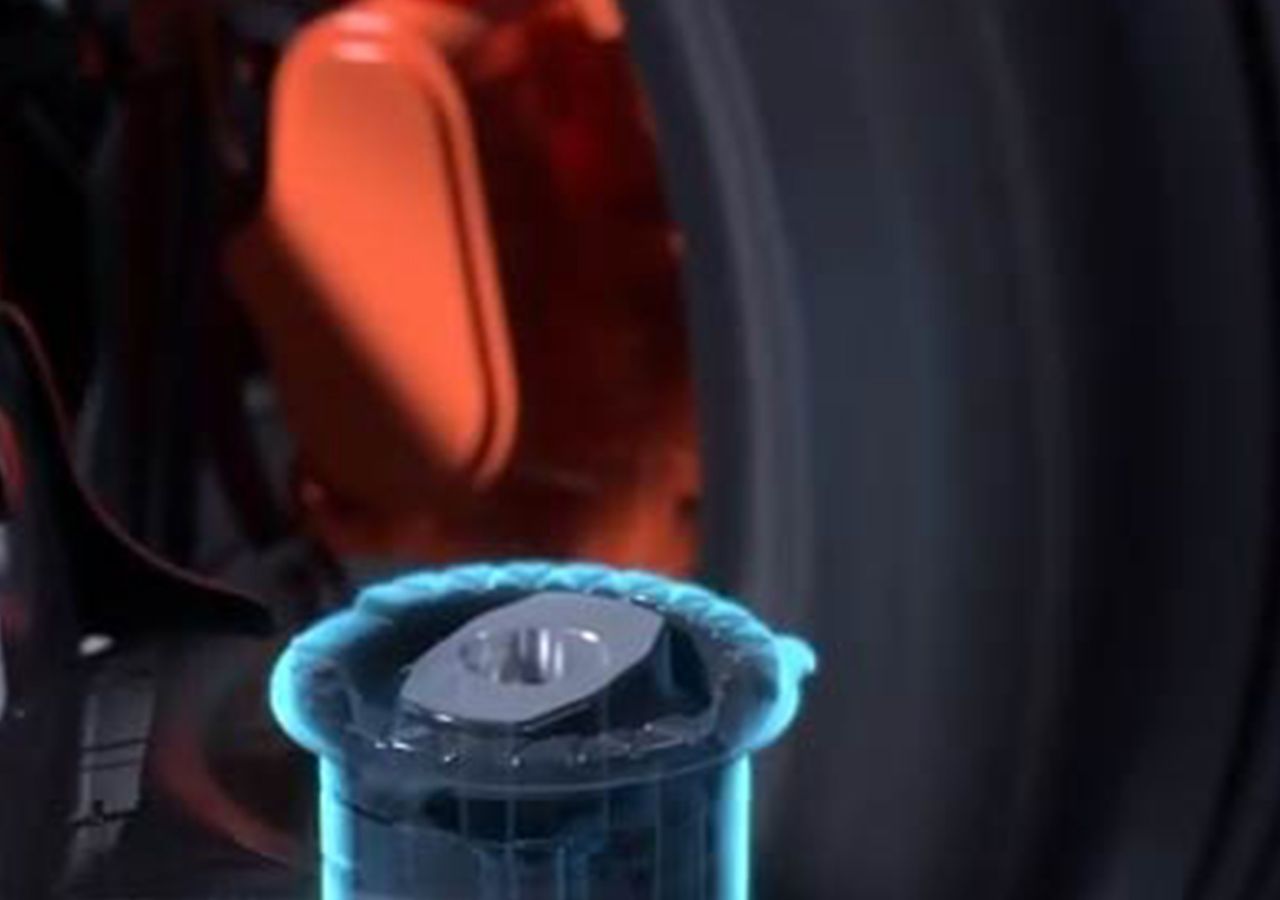 Detailed view of a component in the Hyundai IONIQ 6 N's engineering setup, featuring advanced technology.