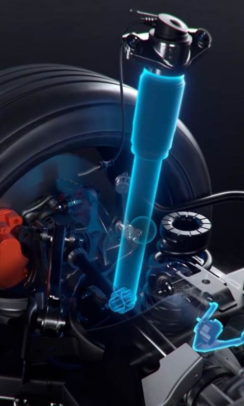 A close-up illustration of an adaptive suspension part in the Hyundai IONIQ 6 N, demonstrating innovative design.