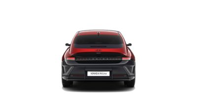 Hyundai IONIQ 6 electric saloon close up of rear 3/4 view.